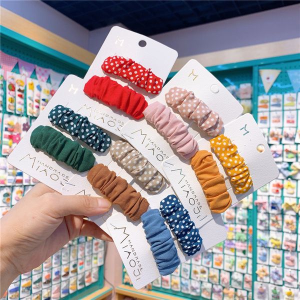 

hair clips style children's pure color korean handmade cloth for girls