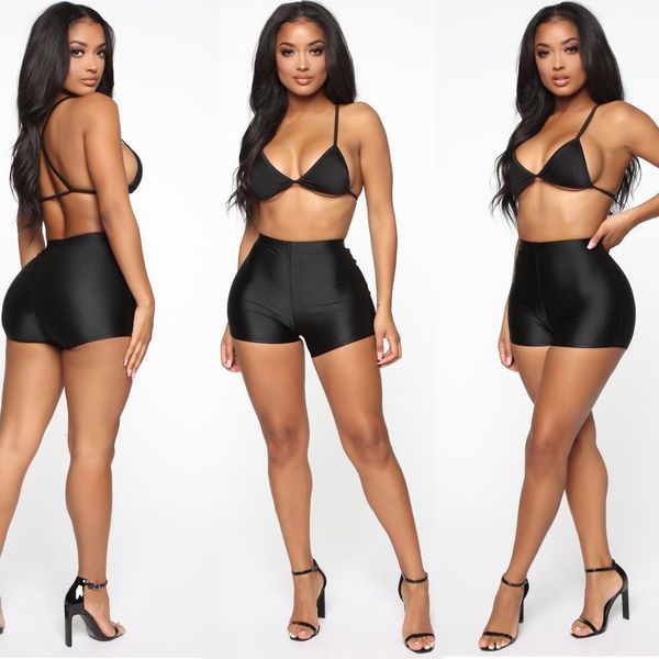 

women's fitness solid shorts soft skinny slim stretchy solid shiny casual comfortable shorts cotton spandex workout shorts, White;black