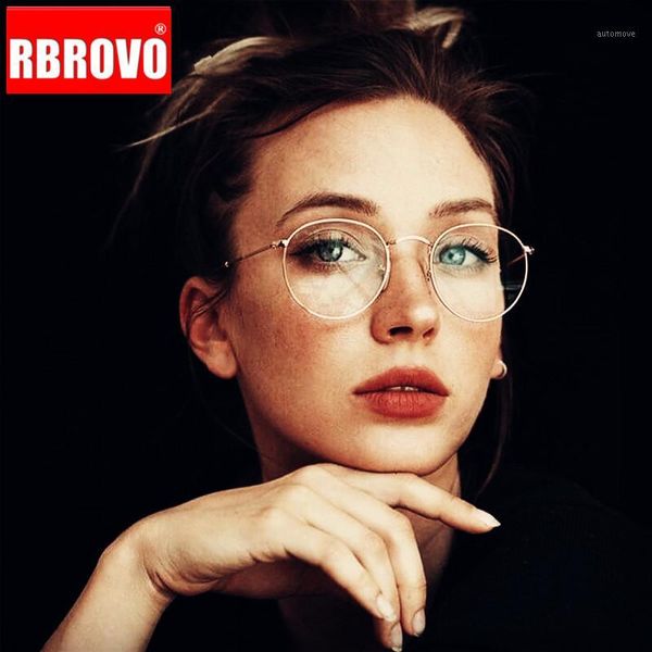 

rbrovo 2020 alloy round glasses frame women vintage glasses women classic eyeglasses women/men metal lentes de lectura mujer1, White;black