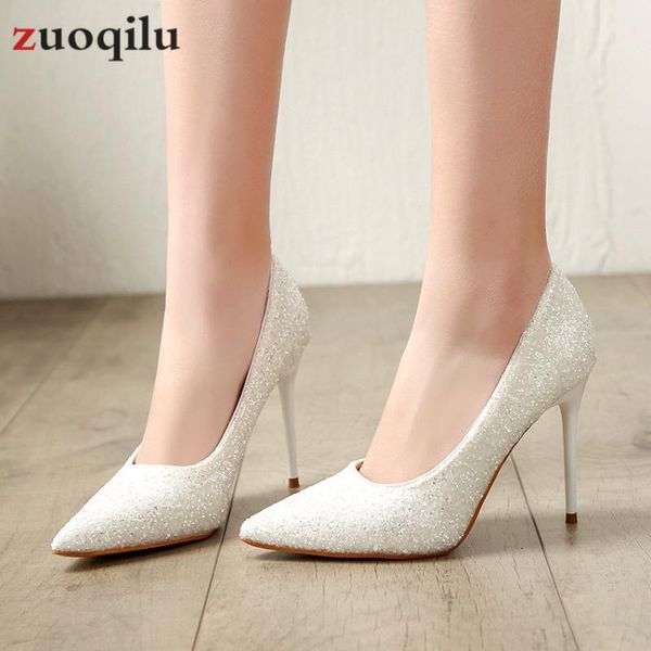 

2021 high heels shoes woman white wedding shoes bridal female ladies gold female talon femme, Black