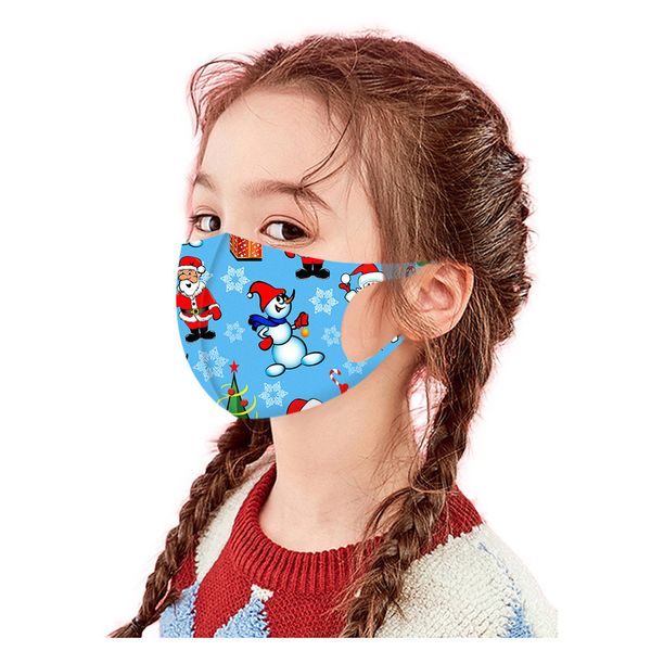 

2021child 5pcs face print washable reusable fashion dustproof masks christmas hat cartoon printing mask mascarillas