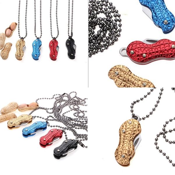 

fruit knife peanut shape creative new style necklace pocket knifes mini carry on carry stainless steel folding sword selling 7 5jd p1