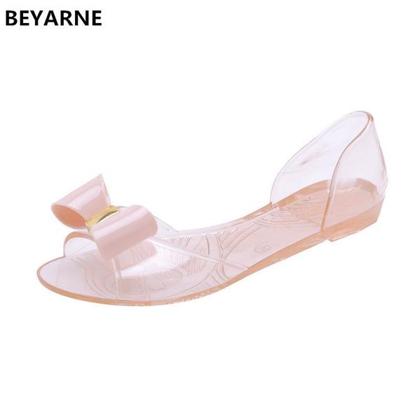 

beyarne fashion new woman transparent jelly shoes lady flat rain sandals women student girls summer travel beach sandals 33-40, Black