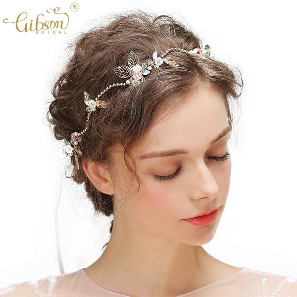 

gibsonbridal bridemaid hudsepier regal opal роз фарфор blossom горный хрусталь цепь цветочные волосы лоза и лист бобби pin set, Golden;silver