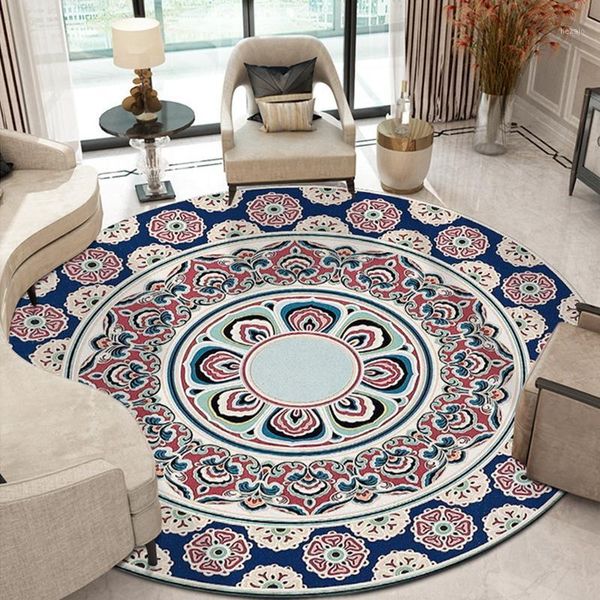 

carpets moroccan style living room decor round area rugs abstract geometric flower printed non-slip floor mats bedroom sofa chair tapete1