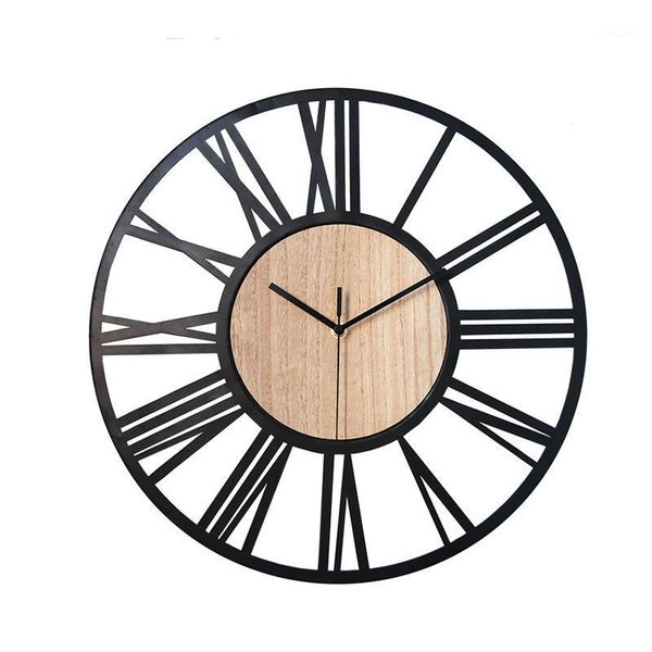 

modern iron wooden wall clock 16 inch roman number silent wall watch for farmhouse living room bedroom home decor1