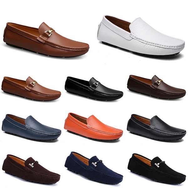 

fashions leather doudou men casual driving shoes breathable softs sole light tan blacks navys whites blues silver yellow grey footwear all-m, Black