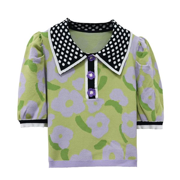 

28 2022 milan runway spring summer brand same style sweater short sleeve womens pullover binfen, White;black