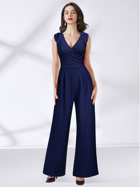 

miusol bow detail surplice neck wide leg jumpsuit q0on#, White