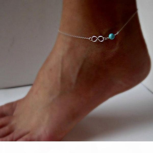 

simple jewelry summer wild luck 8 words turntable beaded anklet factory direct wholesale ing, Red;blue