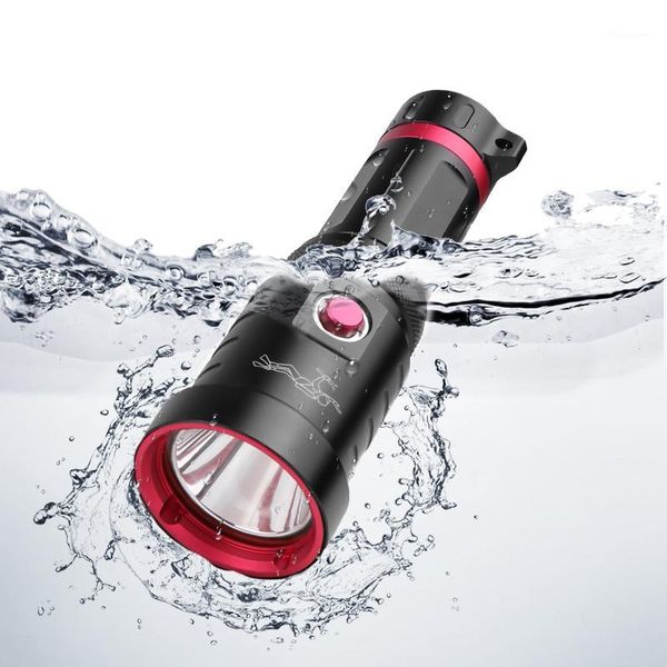 

flashlights torches high bright diving ipx8 waterproof rating professional light powered by 18650 battery with hand rope1