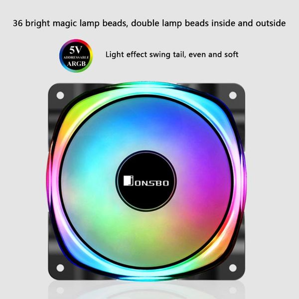 

jonsbo fr-701 argb led pc case fan 120mm 9 blade addressable rgb lighting pwm chassis cooling fan