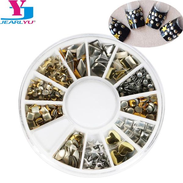 

1 wheel gold / silver metallic шпильки украшения ногтей nail художественный салон декор наклейки советы rhinestone для art accessori unghie, Silver;gold