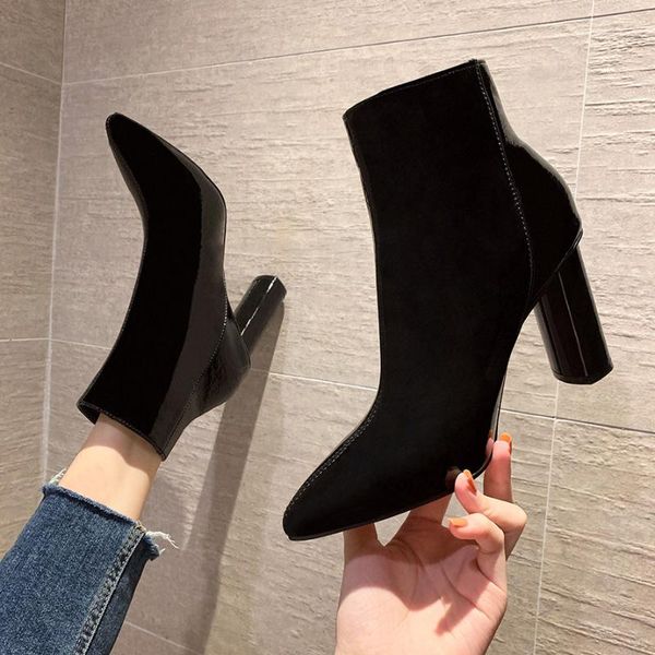 

women boots 2021 vintage casual korean fashion boots for women elegant, Black