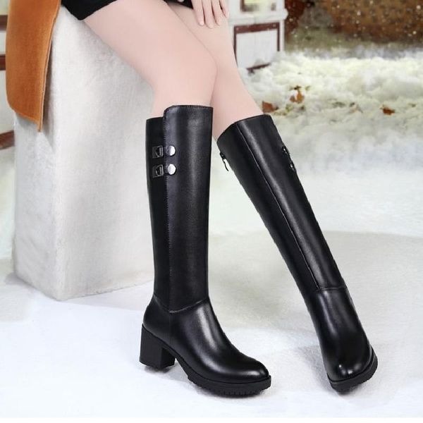 

boots cresfimix damskie buty women fashion sweet black pu leather long lady classic winter warm b6439