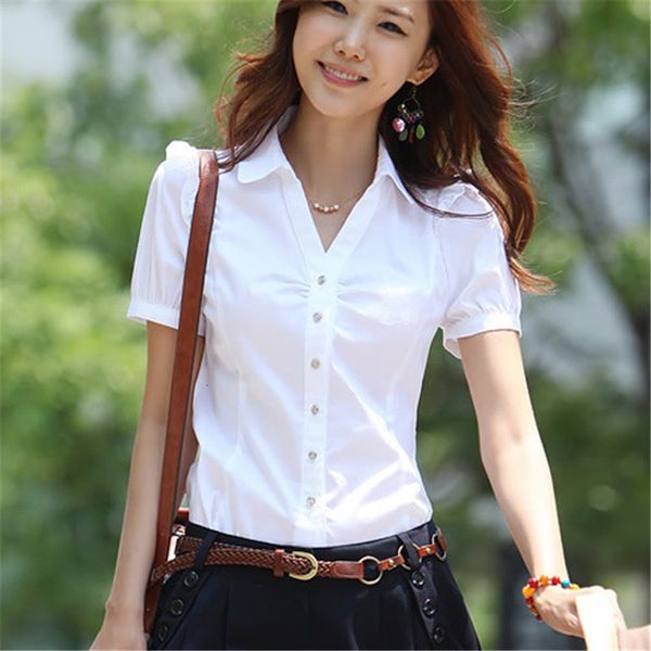 

2021 new elegant women's blouses with white plus size wear cotton office shirts mrs 5xl work shirt t9gg