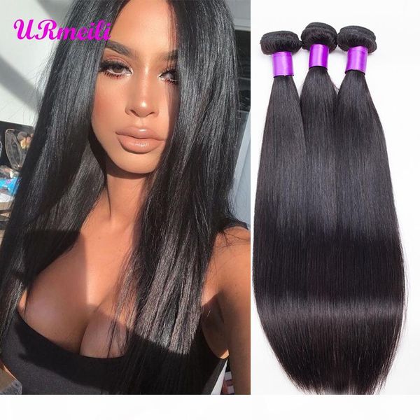 

9a brazilian straight virgin human hair bundles 100% human hair extension dhgate natural color 3 4 bundles straight remy hair weaves tissage, Black