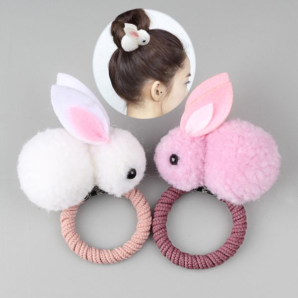 

fashion cute animal plush rabbit ring female rope rubber elastic band korean headwear children hair accessories