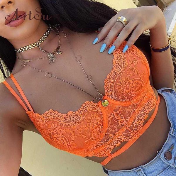 

lace floral bralette crop women hollow out bandage caims mujer 2020 summer sleeveless bustier bra asve600911, White
