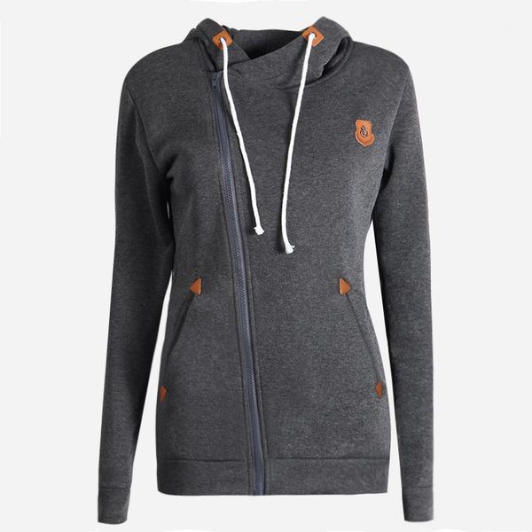 

wholesale- 2017 women casual solid hoodies sweatshirts slim fit autumn winter pullovers turn-down collar hoodey coat tracksuit for women1, Black