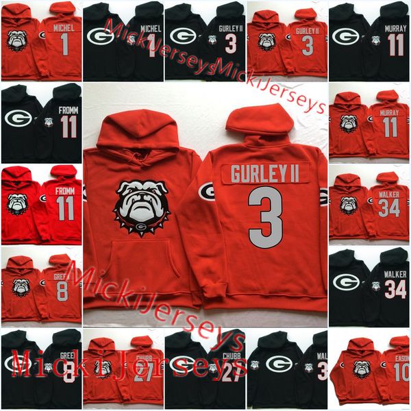 

georgia bulldogs rodrigo blankenship football hoodie 4 mecole hardman 10 malik herring 13 elijah holyfield 3 roquan smith georgia hoodie, Black