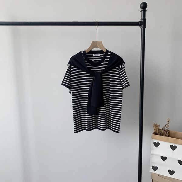 

qyocp fanyi платье 2020 лето износ hobwi шеи полосатом платье dresstop dressshawl простое сокращение досуга возраст универсальный топ шелк л, White