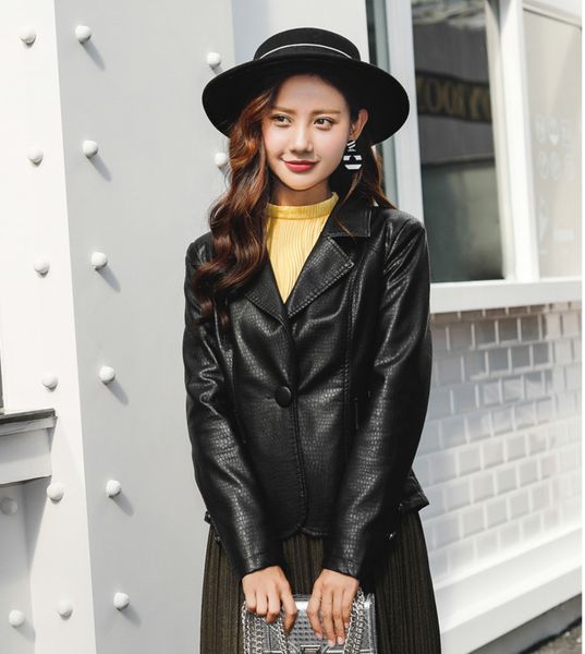 

women leather blazer spring and winter female jacket outerwear black office lady suit coat casual suede