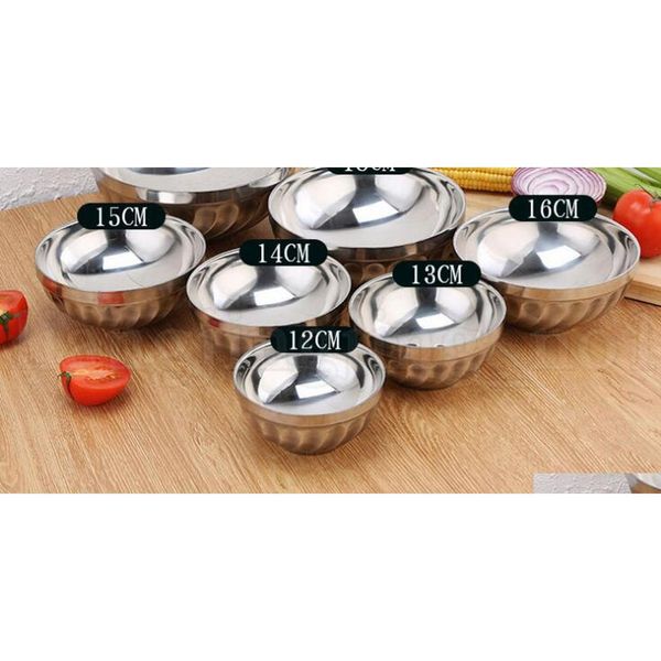 

double layer stainless steel rice bowl 12cm 14cm 16cm 18cm heat insulation anti scald bowl kitchen noo jllxyj dayupshop