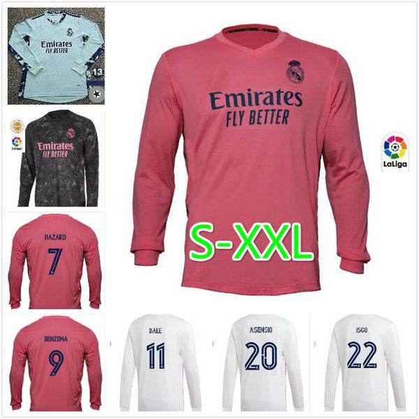 

2020 2021 real madrid jersey long sleeve soccer jerseys 20 21 hazard ramos benzema camiseta football shirt maillot maglia uniforms, Black;yellow