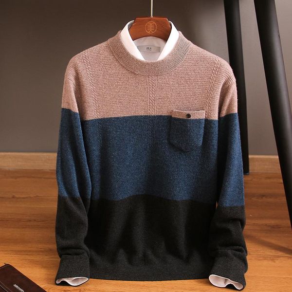 

sparsil man winter o-neck 100% cashmere sweater knitted loose pullovers soft warm fashion boy solid color jumpers wiith pockets, White;black