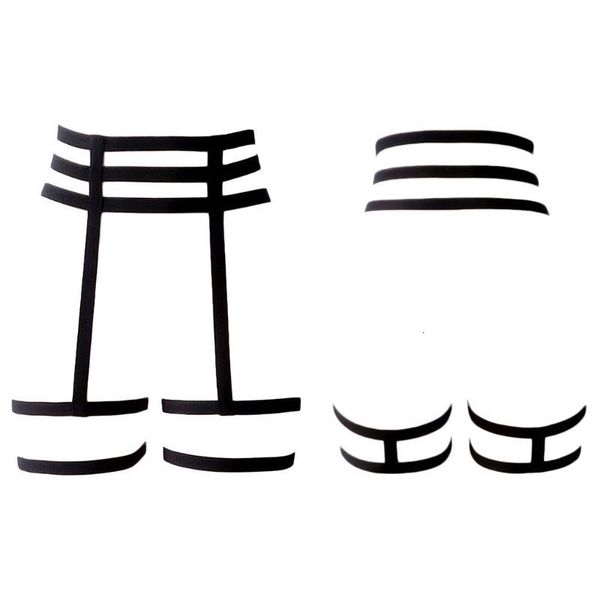 

womens high waist hollow elastic leg harness strappy lingerie caged garters belt 83xf, Black;white