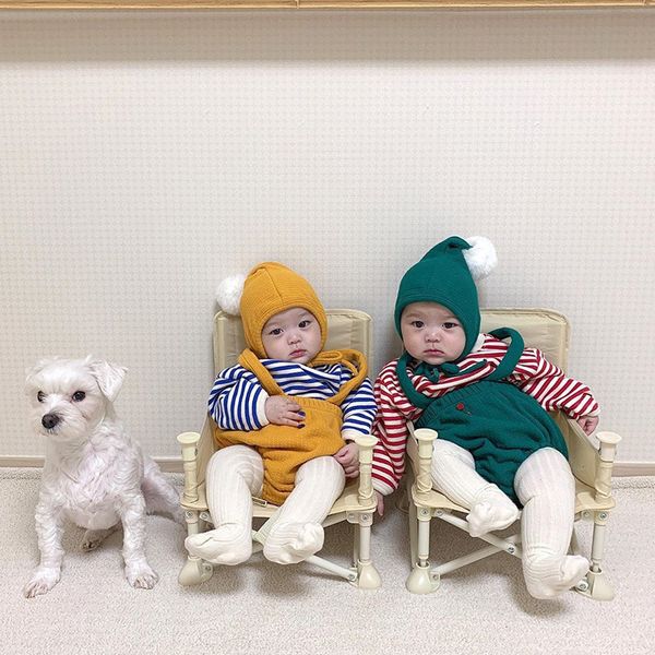 

milance 2020 clothing set korean style boys clothes blouse bodysuit and hat 3 pcs baby girls suit 1021, White