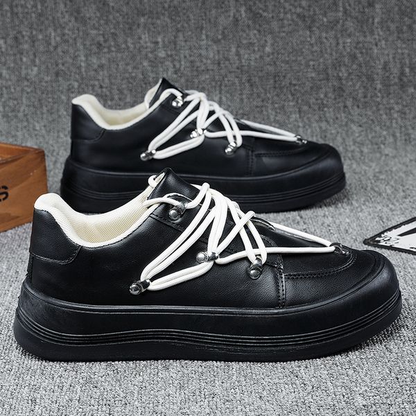

men shoes thick sole sneakers breathable wear-resistant canvas shoes outdoor casual shoes zapatillas de hombre, Black