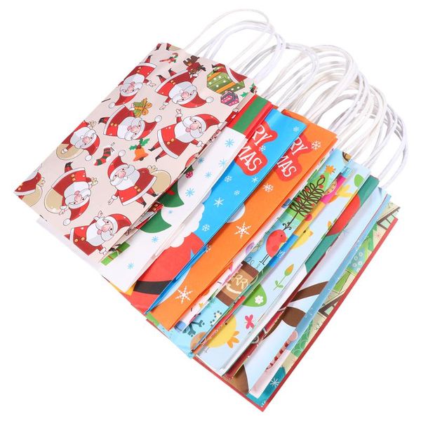 

14pcs kraft handhold bag christmas gift bag handbag (assorted color