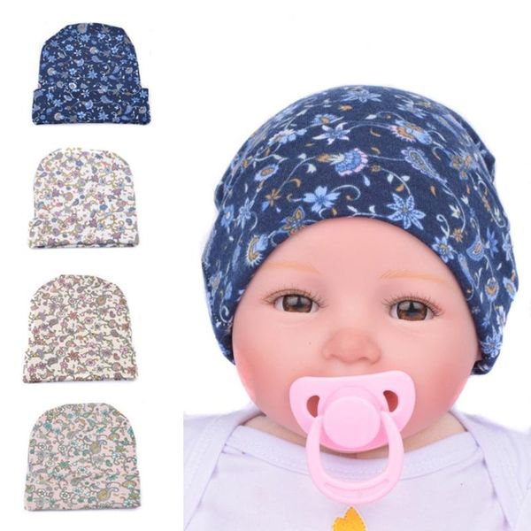 

baby infants printing beanie hat toddler knitted cotton cuffed cap for children newborn bonnet, Yellow