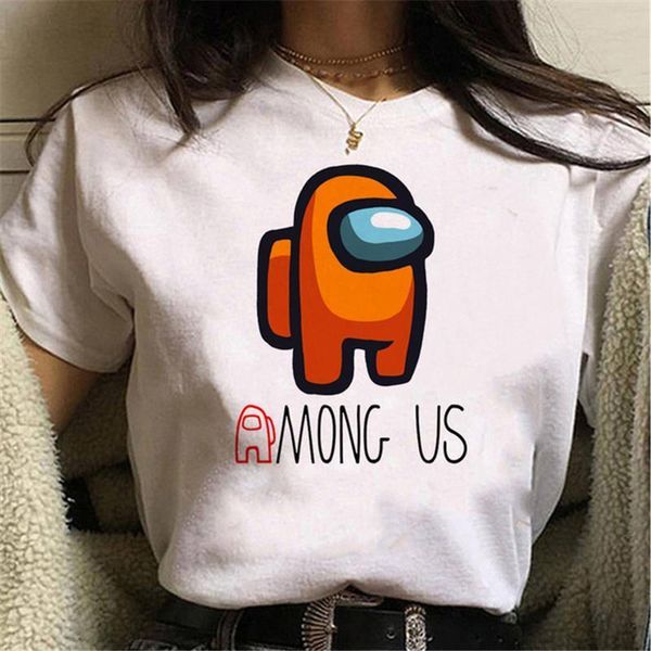 

new game among us graphic women men t shirt kawaii summer funny impostor t shirt fashion hip hop tshirt male, White
