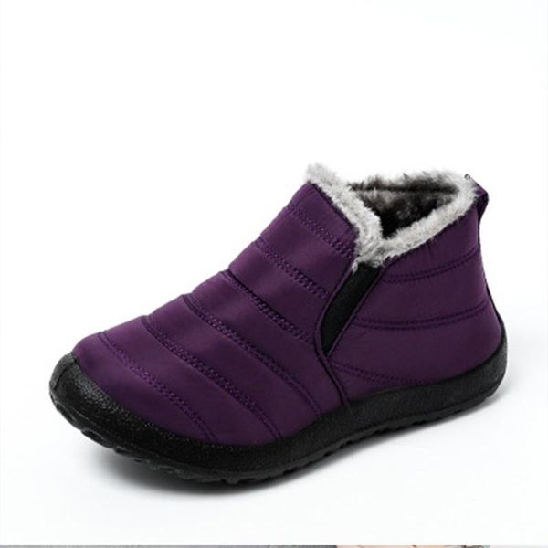 

snow boots плюс размер женская обувь теплый плюшевые сапоги зима женский слип на плоской удобную обувь водонепроницаемая ultralight обувь, Black