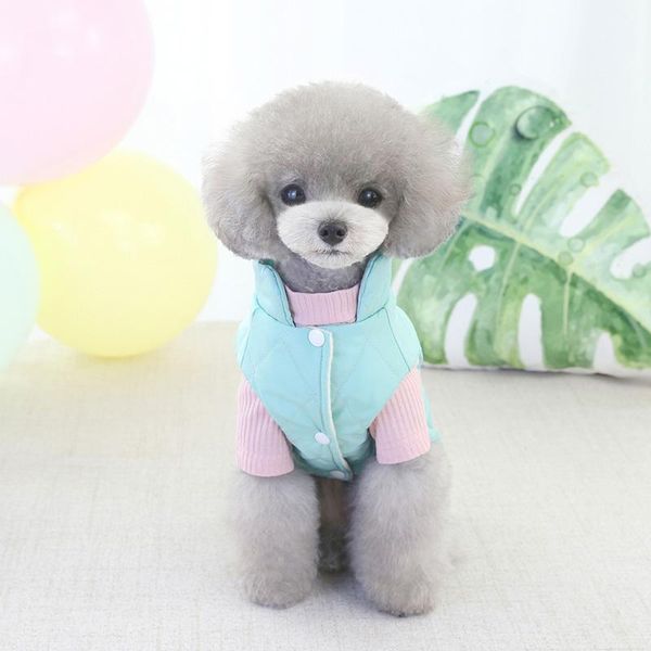 

pet autumn winter sleeveless clothes thickening jacket solid-colored cotton-padded vest costume for small medium dogs