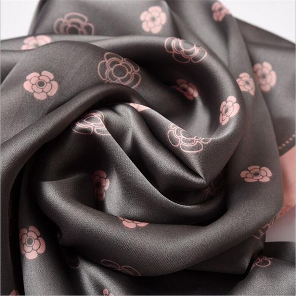 

scarves 70x70cm women multifunction polyester silk scarf little florals printed satin small square wraps shawl headband ties, Blue;gray