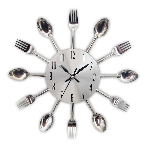 Besteck Metall Küche Uhr Löffel Gabel Kreative Quarz Wandmontierte Uhren Modernes Design Dekorative Horloge Murale Heißer Verkauf Y200407