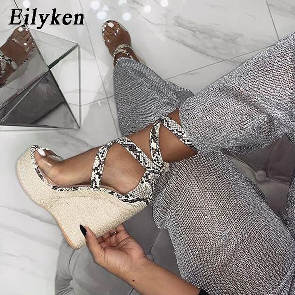 

eilyken summer women platform sandals gladiator fashion high heels wedges espadrilles shoes ladies open toe sandals serpentine, Black