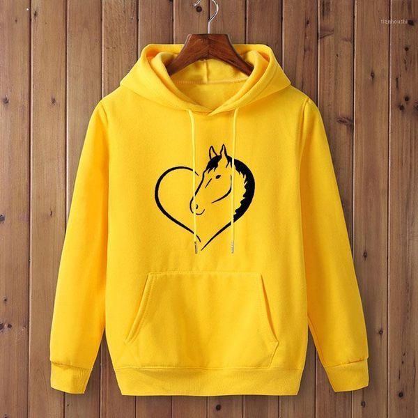 

kawaii love heart horse printed sweatshirt men women short sleeves fashion streetwear hoodies female harauku clothes drop ship1, Black