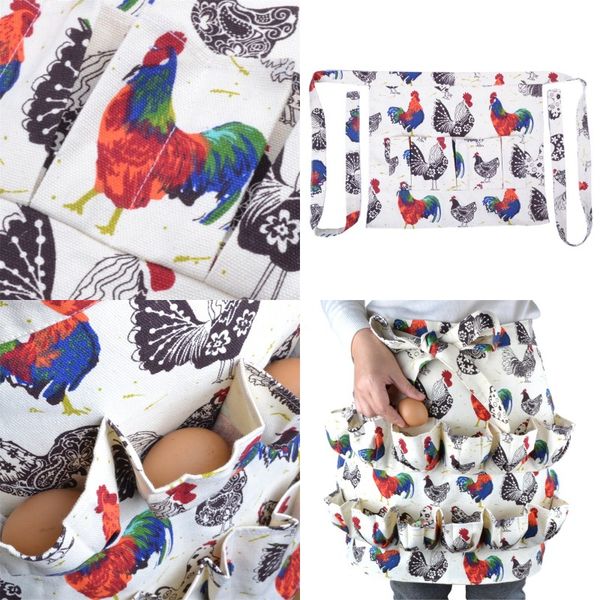 

multi pocket waist apron cock printed egg collecting aprons fit farmhouse farm home kitchen 3 8 12 pockets 33zm e1