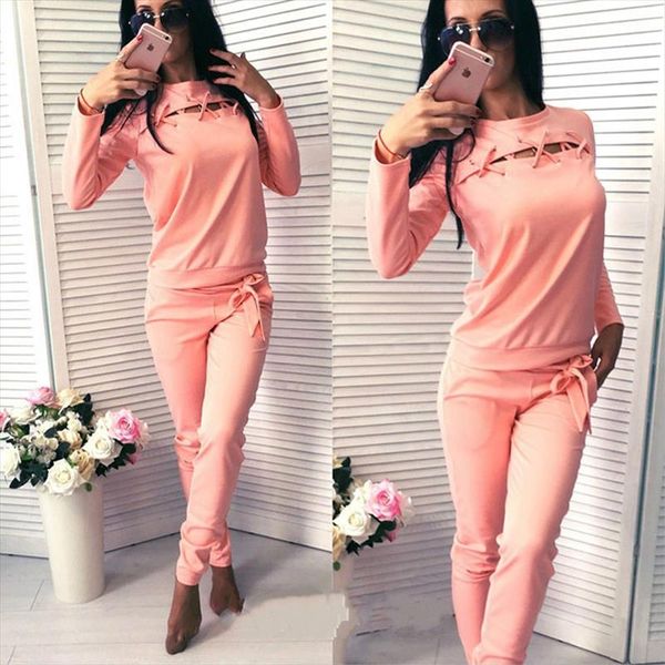 

casual women pants 2 pieces women tracksuit sportswear spring autumn 2 pcs suit lady female set sweatshirts, Gray