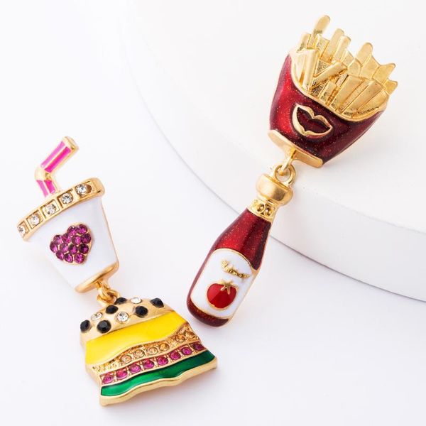 

dangle & chandelier jouval funny vintage crystal hamburger french fries drop earrings for women girl cute earring female fashion jewelry, Silver