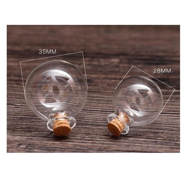

28/35mm perfume essential oil vial glass round ball orb wish glass bottle jars pendant with cork findings jewelr bbywpx, Black
