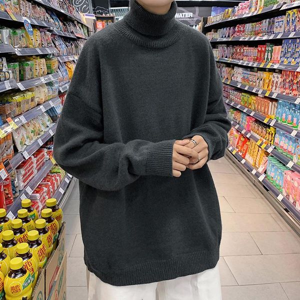 

men's sweaters loose knitted sweater men turtleneck slim knit fashion outdoor maglioni uomo inverno casual winter warm bg50ts, White;black