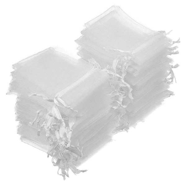 

drawstring organza bag,wedding favor bags christmas gift bags jewelry pouches candy mesh pouches, white, 200 pcs,7x9cm