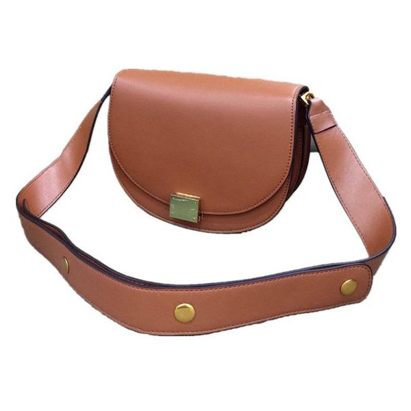 

retro cowhide wide shoulder strap saddle cowhide handbags 2020 new fashion one shoulder diagonal semicircle bag