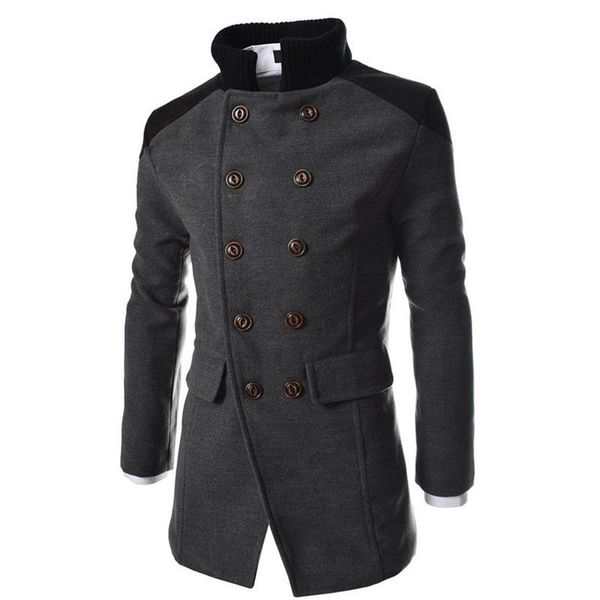 

inter fashion long trench coat men good quality double, Blue;black